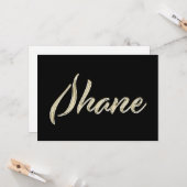 Shane Name white gold Handwriting Karte (Vorderseite/Rückseite Beispiel)