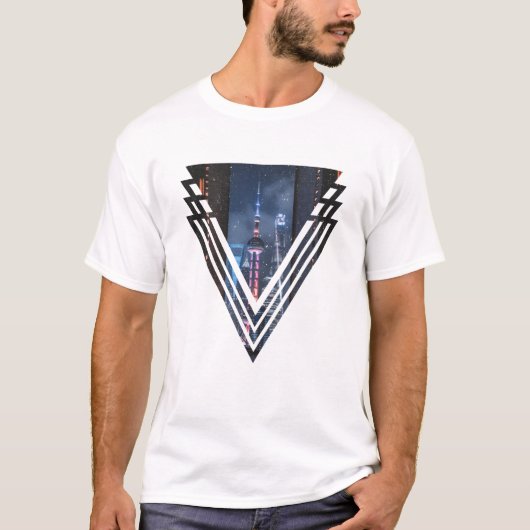 Shang Hai Tower at Night - Simple Design T-Shirt (Vorderseite)