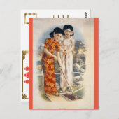 Shanghai Beauties Vintage China Women Golf Postkarte (Vorne/Hinten)