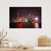 Shanghai bei Nacht China Poster (Küche)