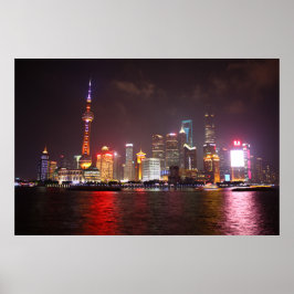 Shanghai bei Nacht China Poster
