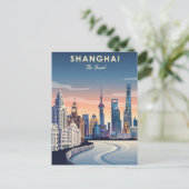Shanghai Bund China Reise Postkarte (Stehend Vorderseite)