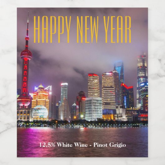 Shanghai, China, chinesisches Neujahr Weinetikett (Einzelnes Label)