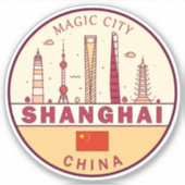 Shanghai China City Skyline Emblem Aufkleber (Vorderseite)
