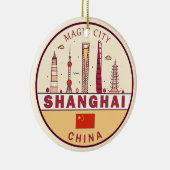 Shanghai China City Skyline Emblem Keramik Ornament (Rechts)
