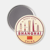 Shanghai China City Skyline Emblem Magnet (Vorderseite/Rückseite)