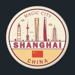 Shanghai China City Skyline Emblem Magnet<br><div class="desc">Shanghai minimalistisch,  bunt Kunstdesign mit Denkmälern und Sehenswürdigkeiten der Stadt in der China.</div>