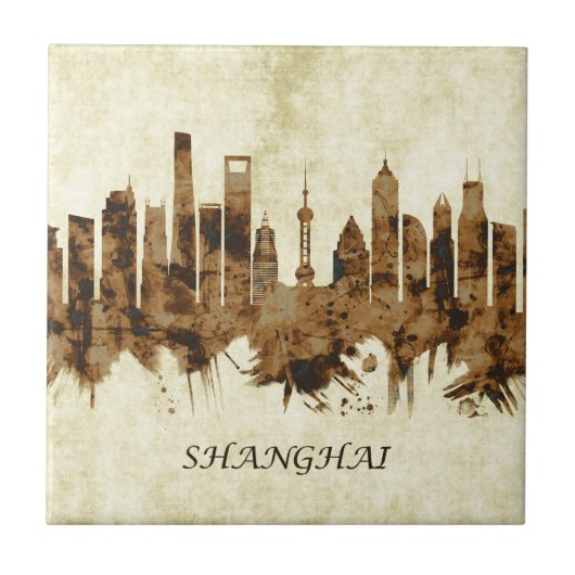 Shanghai China Cityscape Fliese (Vorderseite)