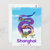 Shanghai China Dragon Reiseplakat Postkarte (Vorne/Hinten)
