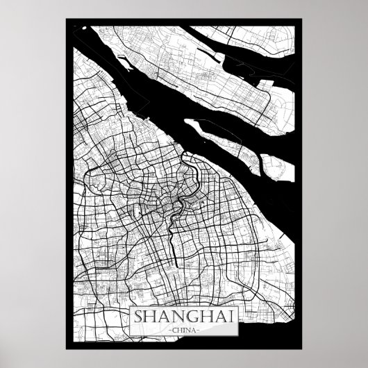 Shanghai China Karte Poster (Vorne)