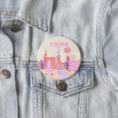 Shanghai China Pastell Reise Kunst Button (Beispiel)