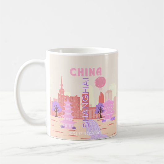 Shanghai China Pastell Reise Kunst Kaffeetasse (Links)