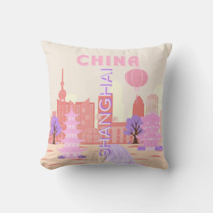 Shanghai China Pastell Reise Kunst Kissen