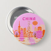 Shanghai China Pink Reise Kunst Button (Vorne & Hinten)