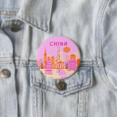 Shanghai China Pink Reise Kunst Button (Beispiel)