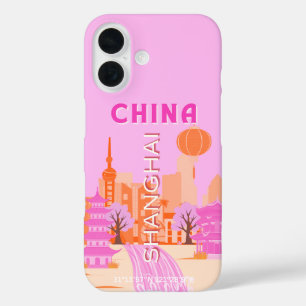 Shanghai China Pink Reise Kunst iPhone 16 Hülle