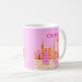 Shanghai China Pink Reise Kunst Kaffeetasse (VorderseiteRechts)