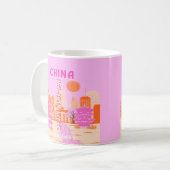 Shanghai China Pink Reise Kunst Kaffeetasse (Vorderseite Links)