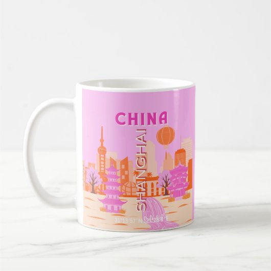 Shanghai China Pink Reise Kunst Kaffeetasse (Links)