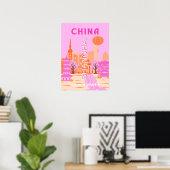 Shanghai China Pink Reise Kunst Poster (Heimbüro)