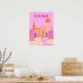 Shanghai China Pink Reise Kunst Poster (Küche)