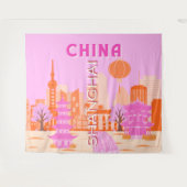 Shanghai China Pink Reise Kunst Wandteppich (Vorderseite (Horizontal))