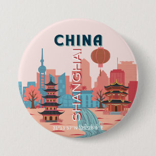 Shanghai China Reise Retro Vintage Poster Button