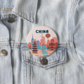 Shanghai China Reise Retro Vintage Poster Button (Beispiel)