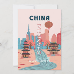 Shanghai China Reise Retro Vintage Poster Einladung