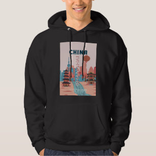 Shanghai China Reise Retro Vintage Poster Hoodie