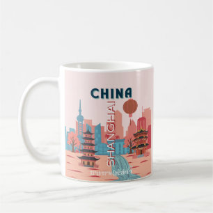 Shanghai China Reise Retro Vintage Poster Kaffeetasse