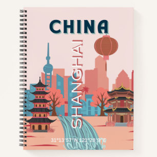 Shanghai China Reise Retro Vintage Poster Notizblock