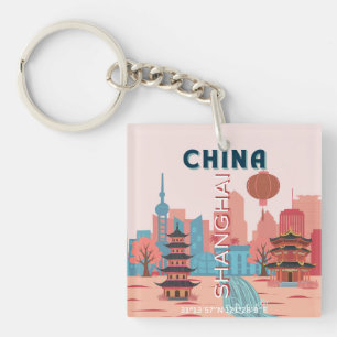 Shanghai China Reise Retro Vintage Poster Schlüsselanhänger