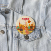Shanghai China Reise Retroplakat Button (Beispiel)