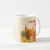 Shanghai China Reise Retroplakat Kaffeetasse (VorderseiteRechts)