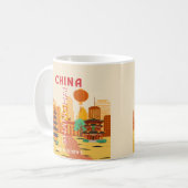 Shanghai China Reise Retroplakat Kaffeetasse (Vorderseite Links)