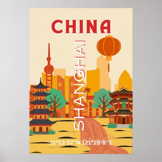 Shanghai China Reise Retroplakat Poster (Vorne)