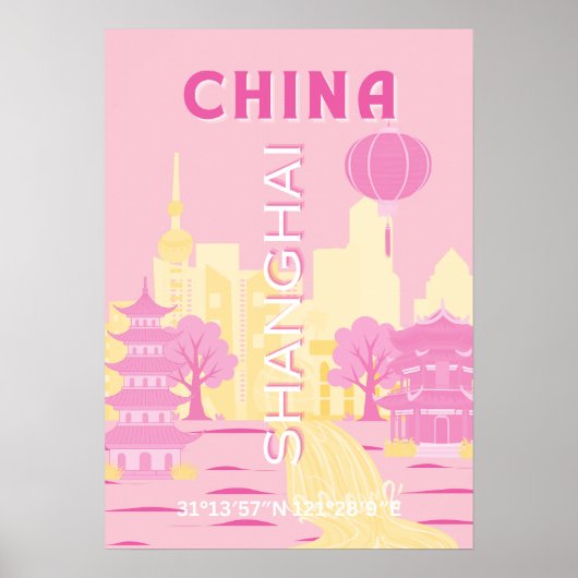 Shanghai China Reise Rosa Poster (Vorne)