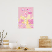 Shanghai China Reise Rosa Poster (Küche)