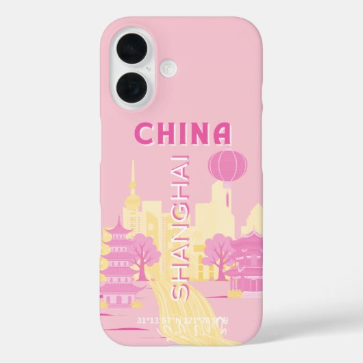 Shanghai China Reise Rosa Poster Case-Mate iPhone Hülle (Rückseite)