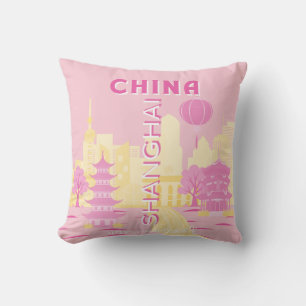Shanghai China Reise Rosa Poster Kissen