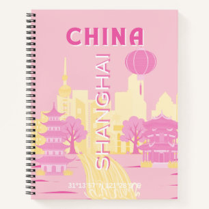 Shanghai China Reise Rosa Poster Notizblock