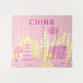 Shanghai China Reise Rosa Poster Wandteppich (Vorderseite (Horizontal))