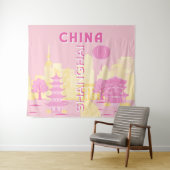 Shanghai China Reise Rosa Poster Wandteppich (Beispiel (Horizontal))