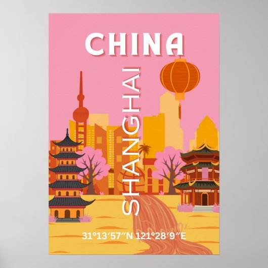 Shanghai China Reise Vintage Poster (Vorne)