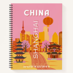 Shanghai China Reise Vintage Poster Notizblock