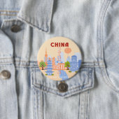 Shanghai China Retro Pastell Reise Kunst Button (Beispiel)