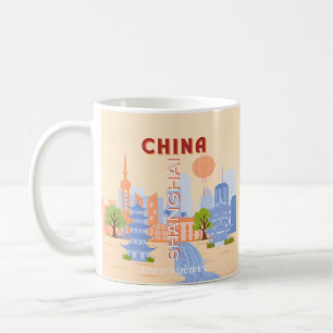 Shanghai China Retro Pastell Reise Kunst Kaffeetasse
