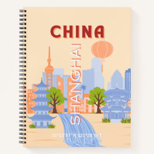 Shanghai China Retro Pastell Reise Kunst Notizblock
