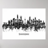 Shanghai China Skyline BW Poster (Vorne)